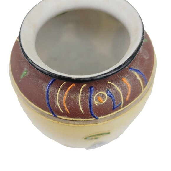 Vintage Japanese Satsuma Moriage 5" Porcelain Vase Hand Painted Raised Design - Picture 7 of 11